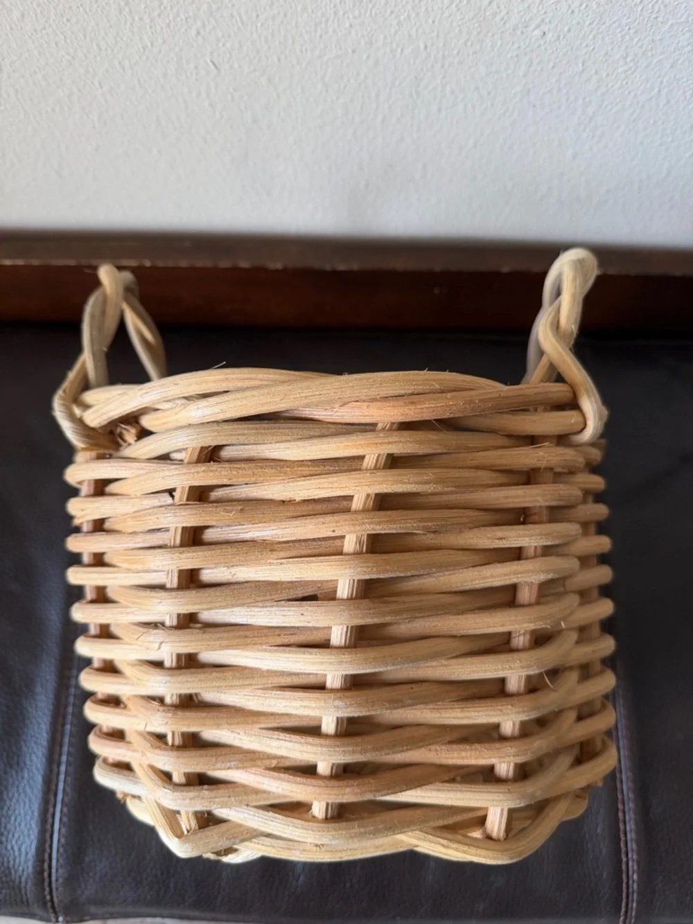 Vintage Hand-Woven Rattan Round Basket Made in the Philippines